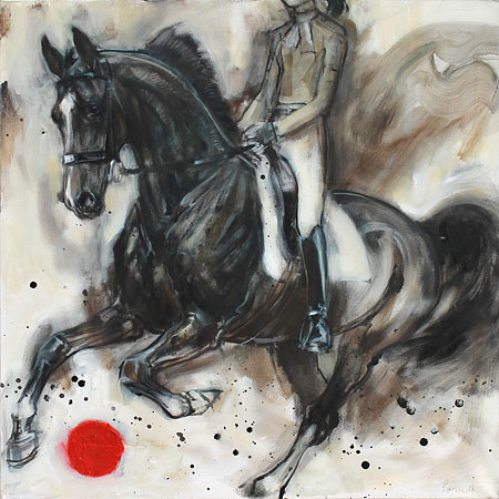 Rosemary Parcell nz horse artist, uphill canter, oil on canvas